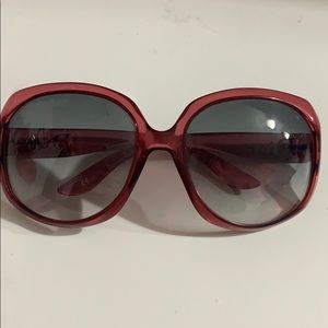Red oversized Dior sunglasses